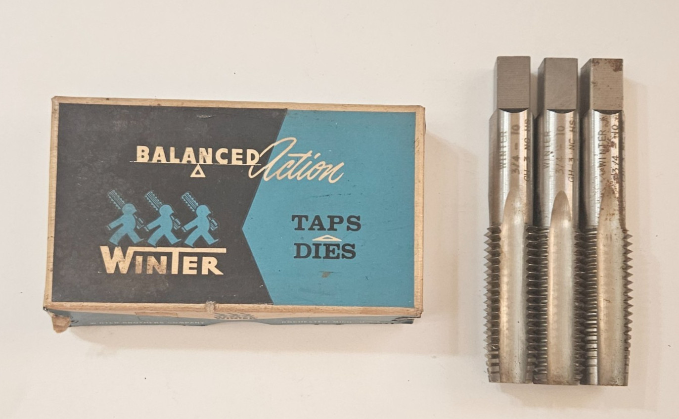 Vintage Winter Taps Dies 3/4-10 NC GRD H-3 List 405 5670 High Speed USA