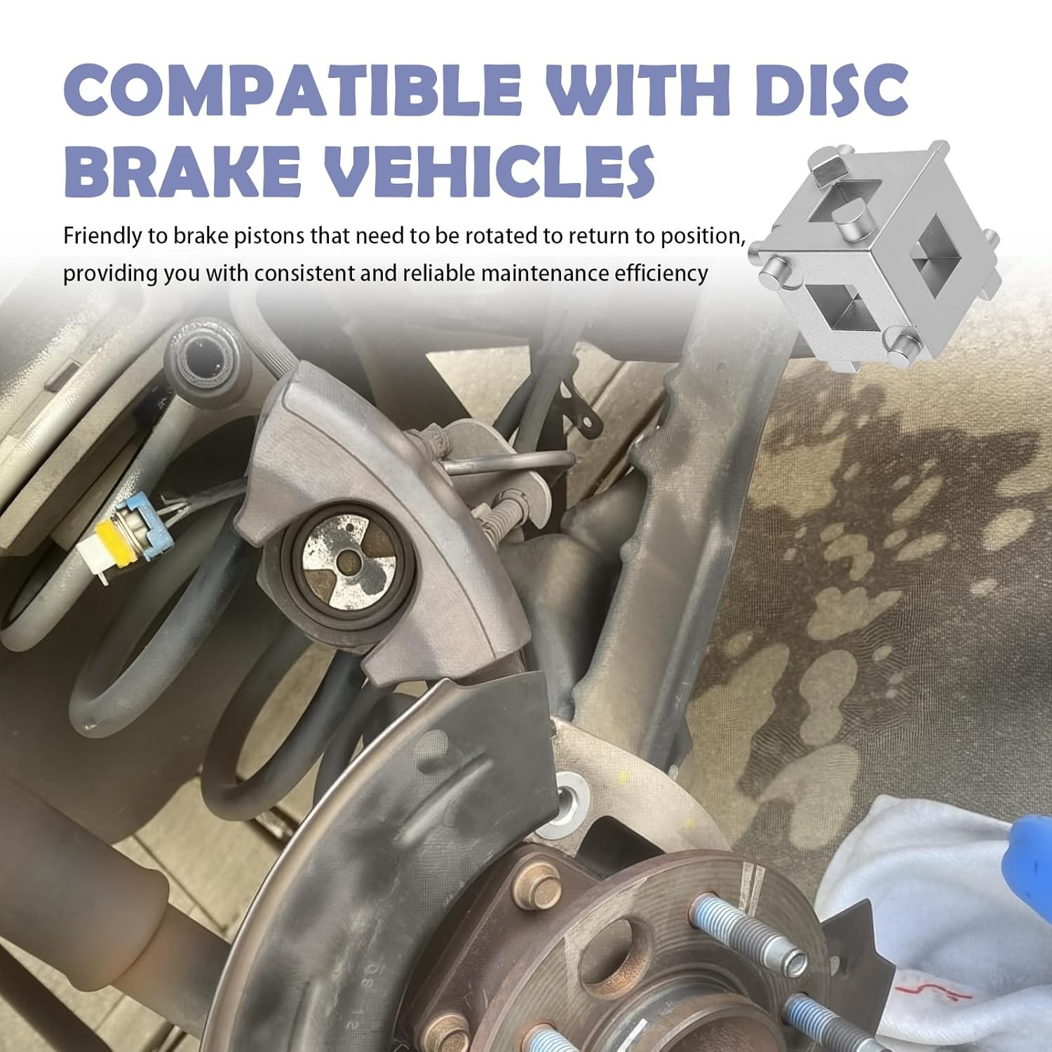 Car Brake Caliper Compression Tool 3/8 Square Drive 6 in 1 Multi Tool Kit for