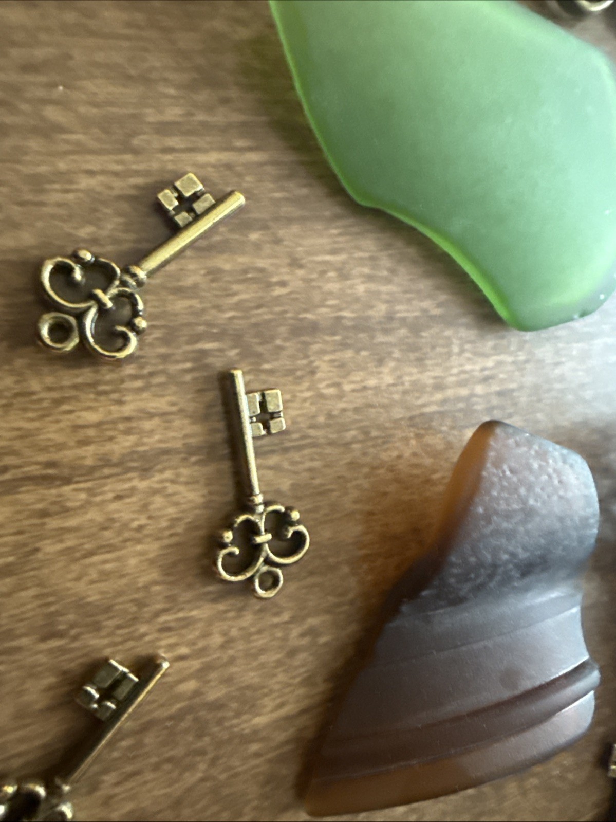 Lot Skeleton Keys And Other Keys Lake Michigan Colorful Beach Glass Beads etc