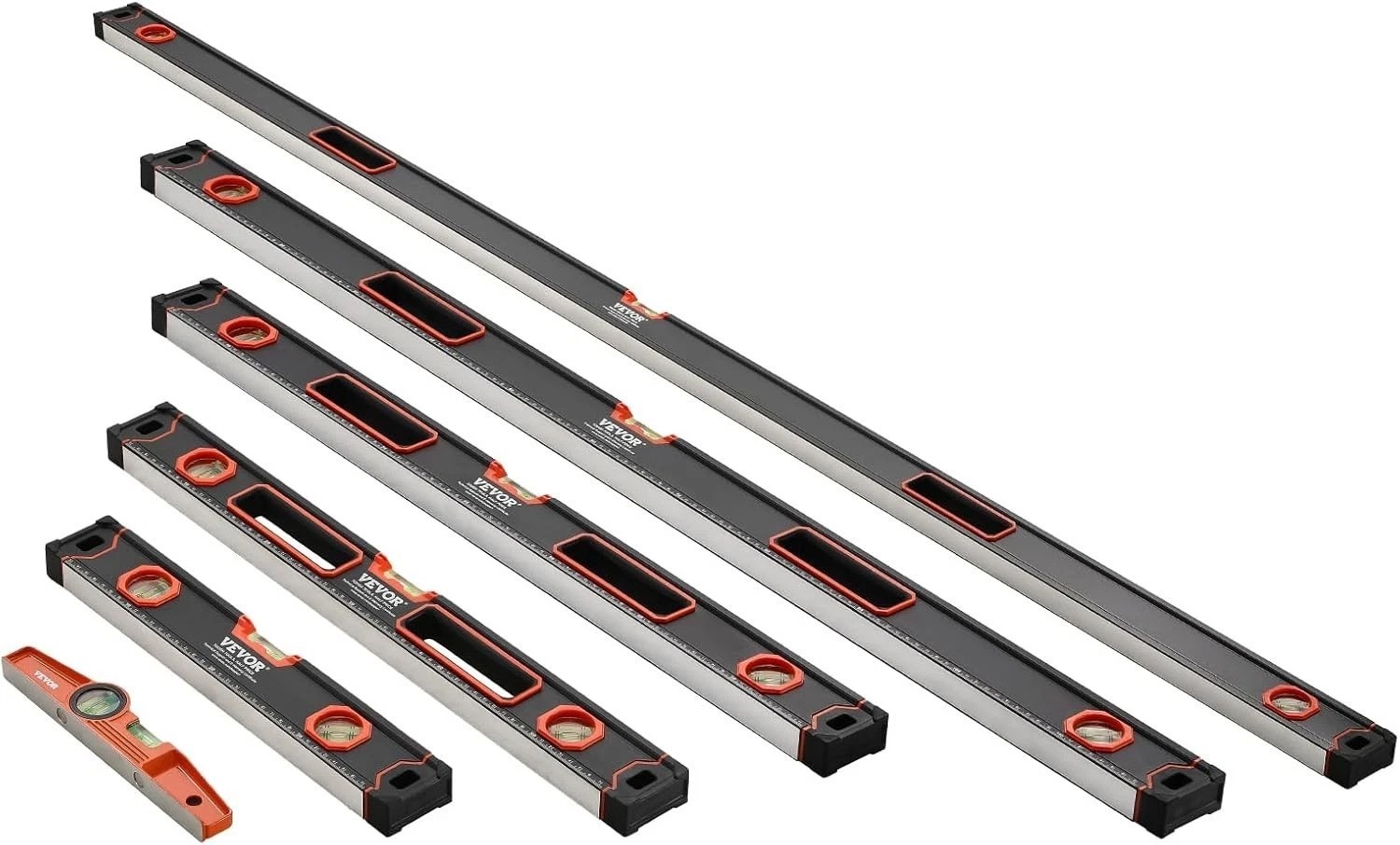 6-Piece Torpedo Level Set with Magnetic 10-inch, Durable Aluminum Construction