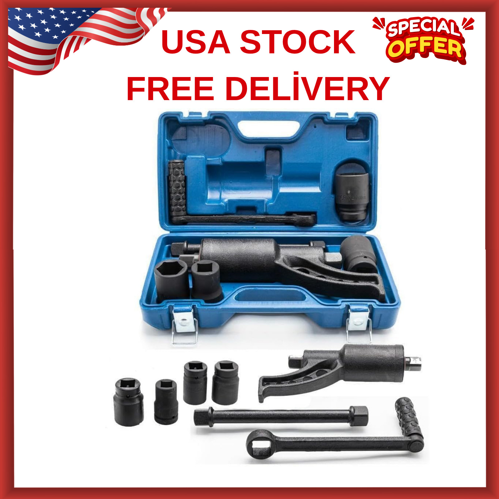 1:64 Torque Multiplier Wrench 7500NM Lug Nut Wrench Set Lugnut Remover with Case