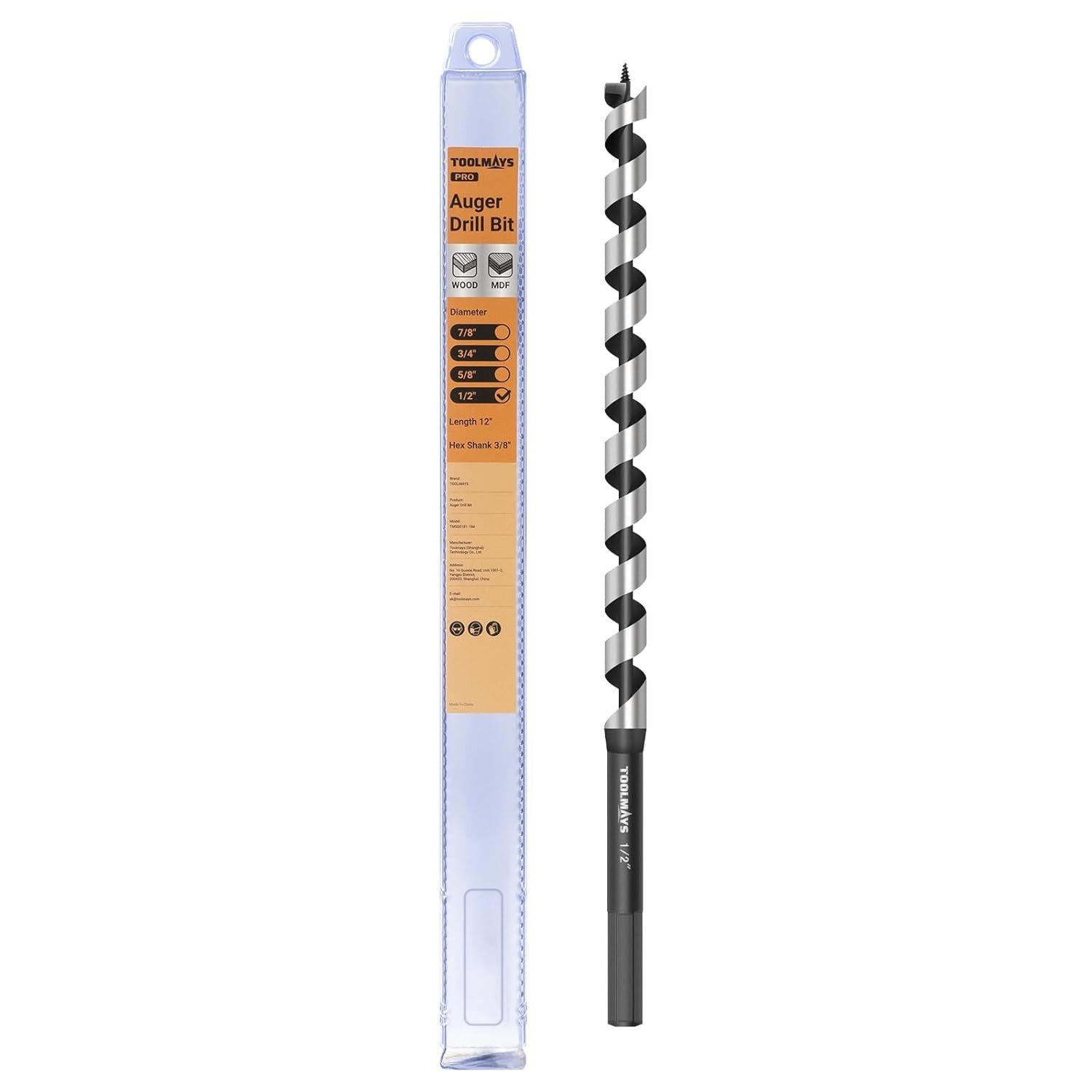 Versatile 12 Inch Carbon Steel Auger Drill Bit – Smooth Drilling for Woodwork