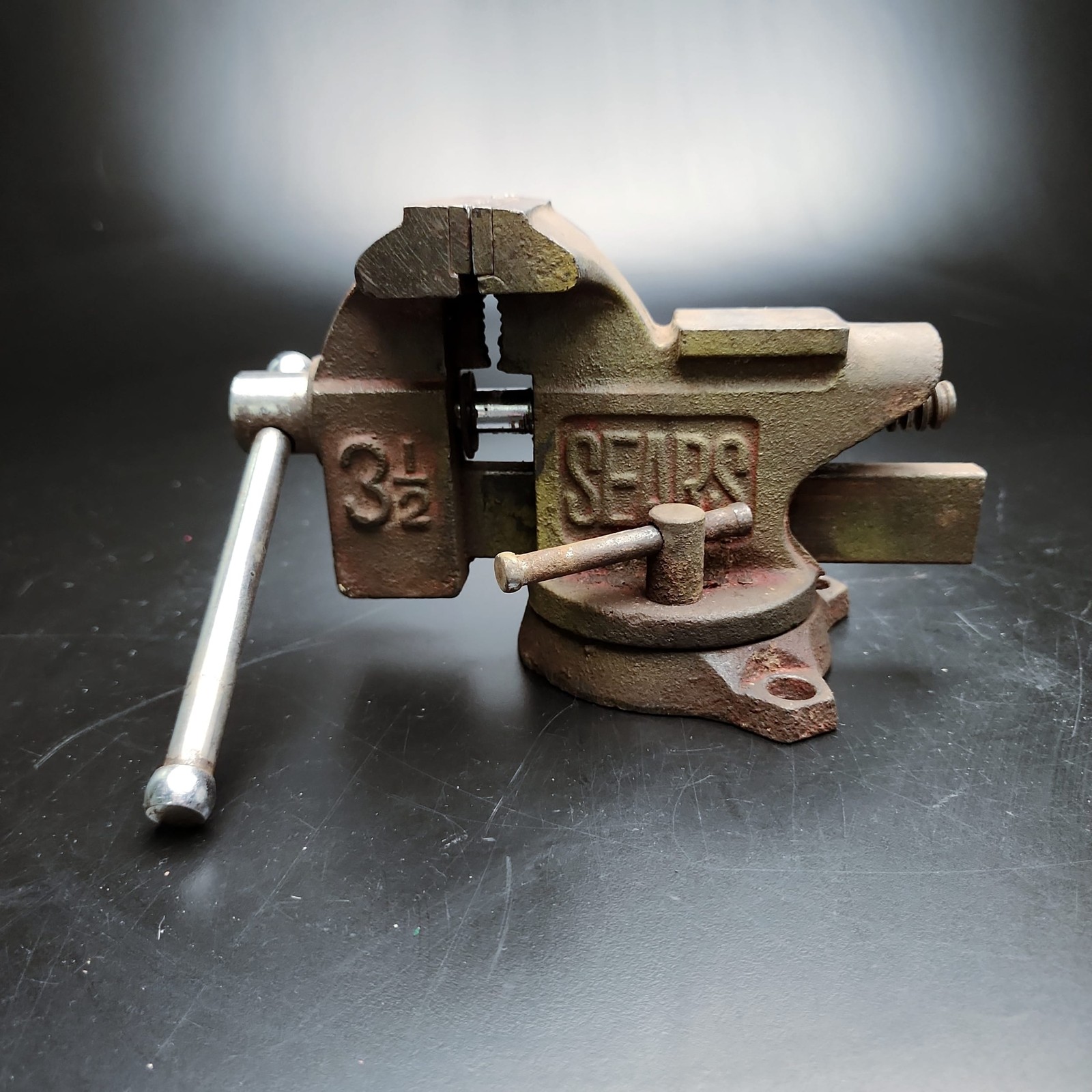 Vintage Sears 3.5″ Vise Swivel Anvil Pipe Grips Bench Mount Cast Iron ✅