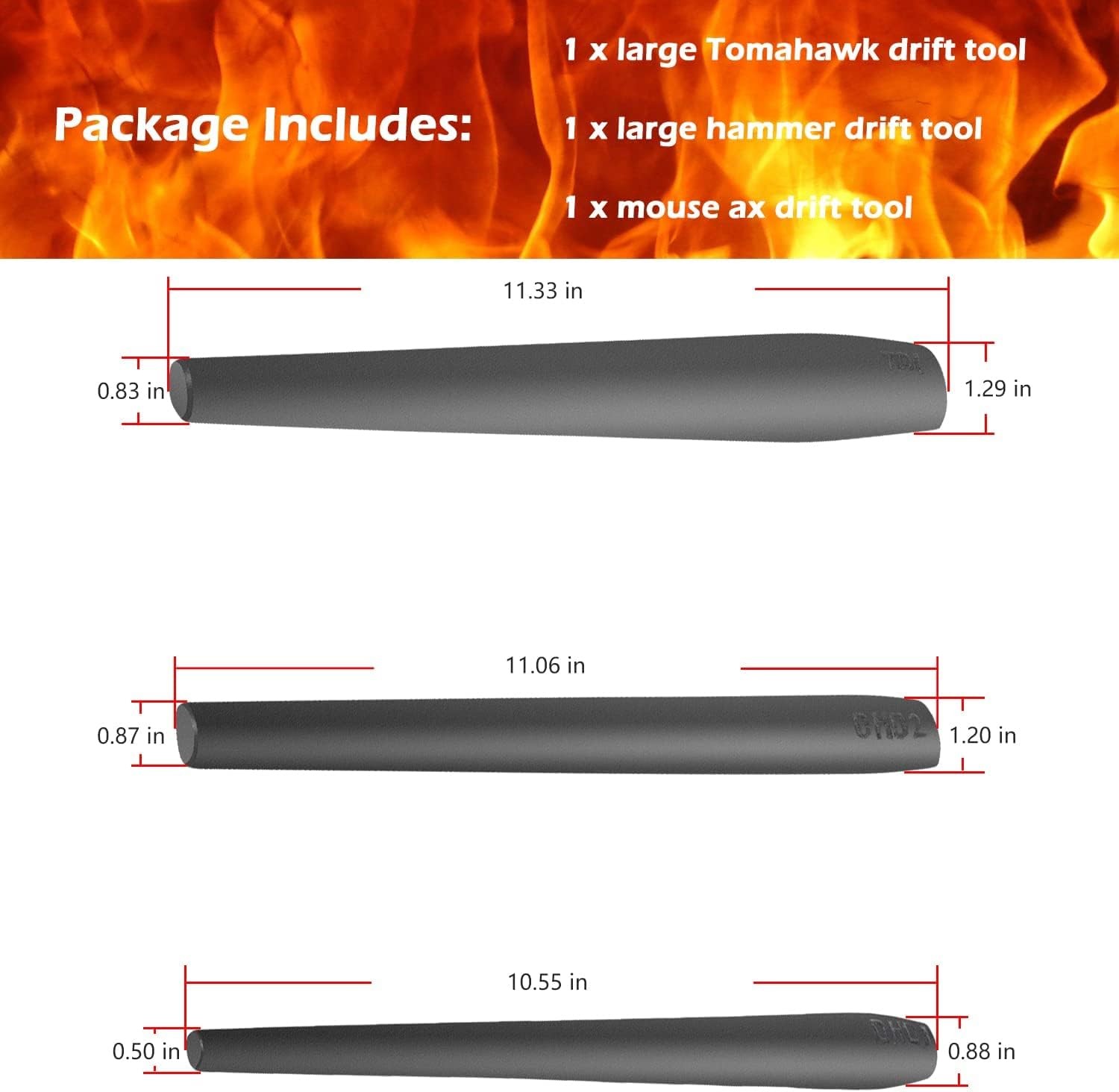 Blacksmith Drifts Kit Large Hammer Tomahawk Mouse Ax Drifts Tool Kit (3PCS)