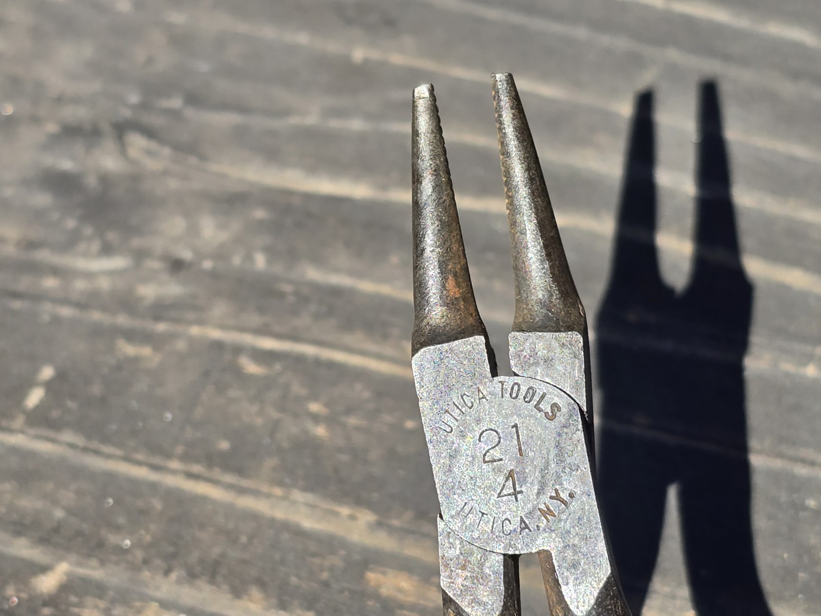 Vintage UTICA Round Nose pliers 21-4 USA Wire Working Pliers 4-1/4″