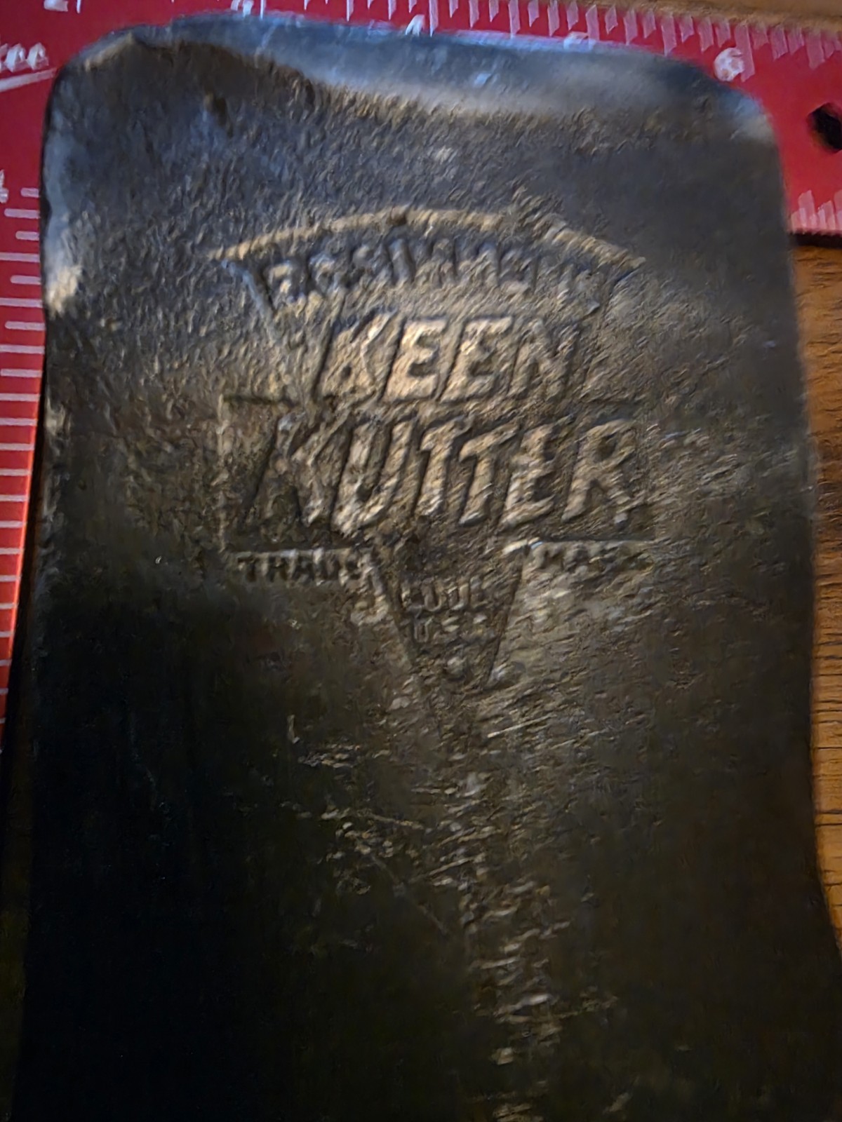 EC Simmons KEEN KUTTER embossed Axe. Eye Slightly Distorted.