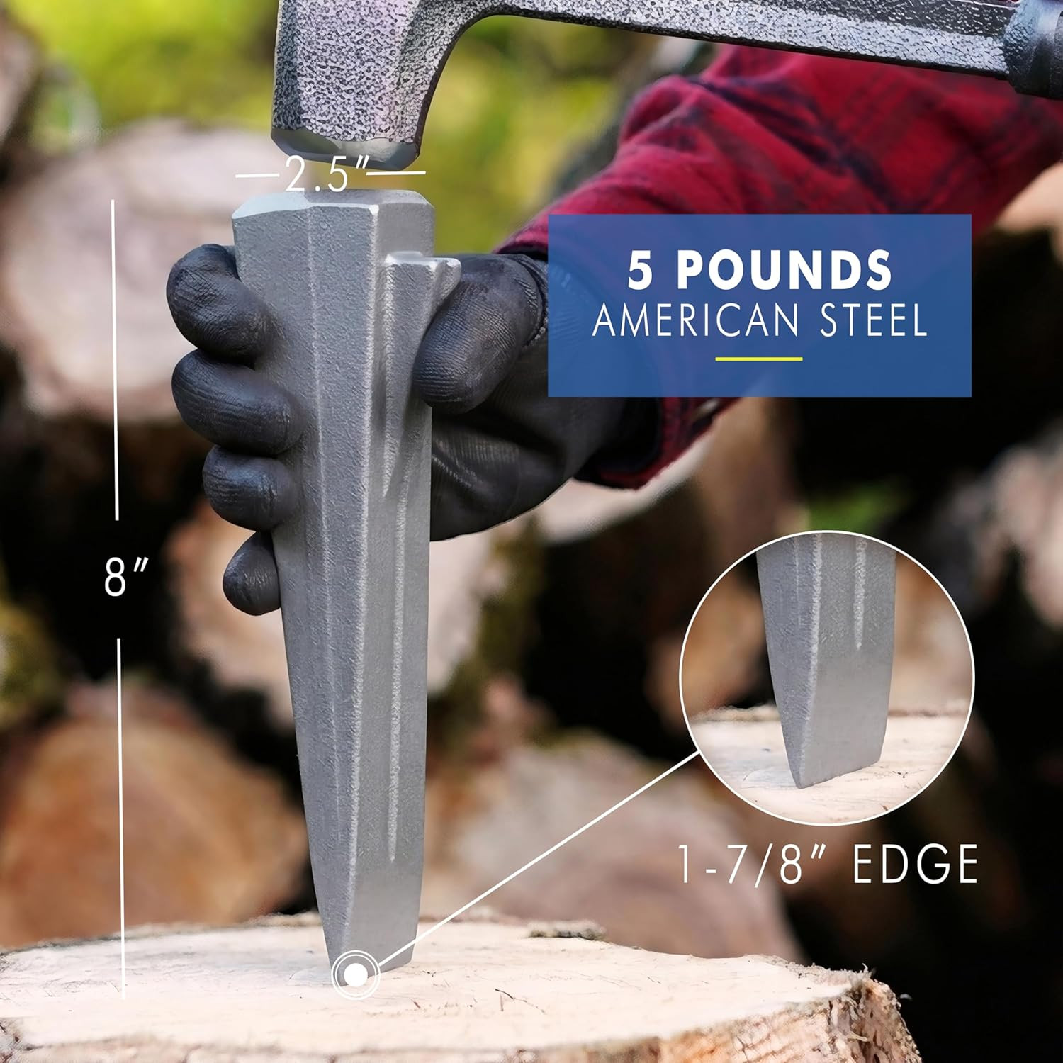 Sure Split Wedge – 5-Pound USA Made Wood Splitting Tool with Forged Steel Constr