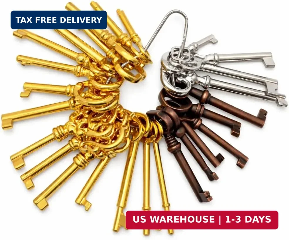 26 Pack Skeleton Key Set, Compatible with Vintage Furniture Cabinets and Antique