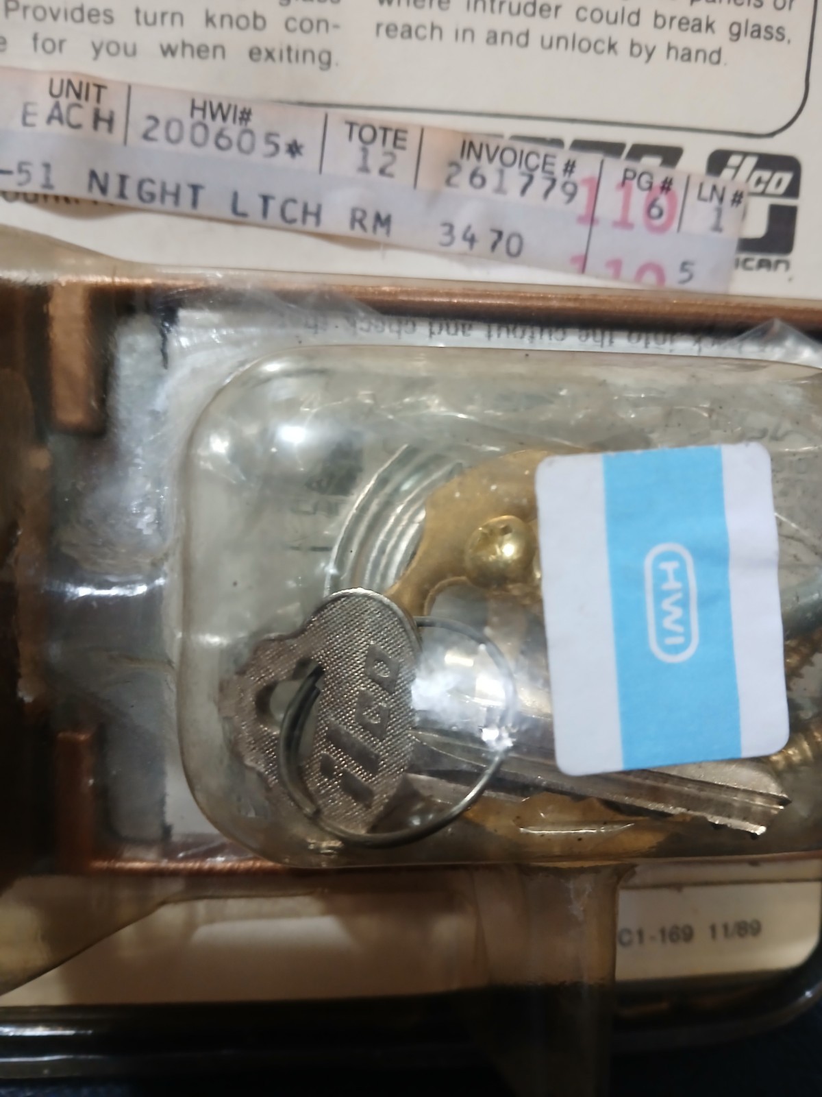Single Cylinder Deadbolt Night Latch By Ilco Unican New Old Stock Made In USA