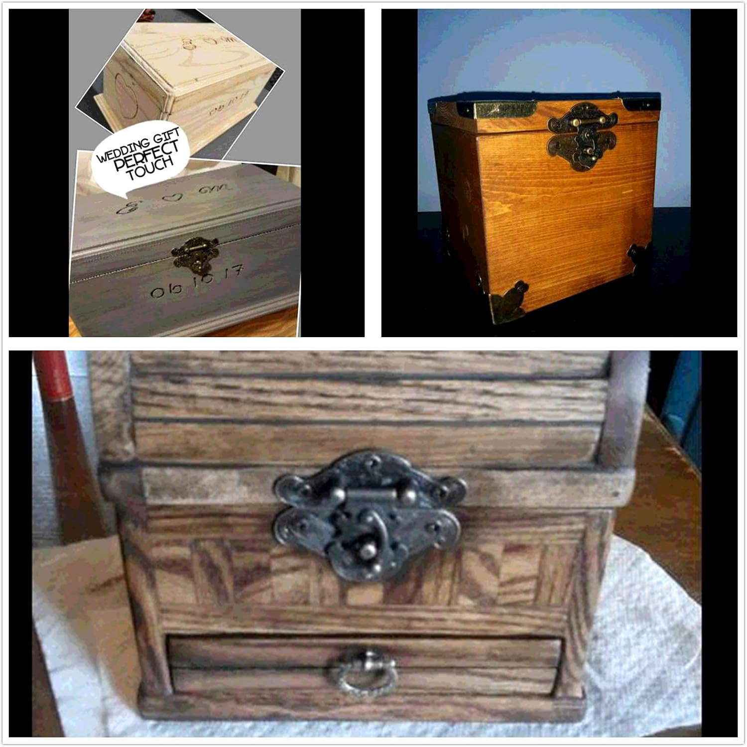 Decorative Box Latch Hasps Clasp and Butterfly Hinges Kit for DIY Jewelry Box Fu