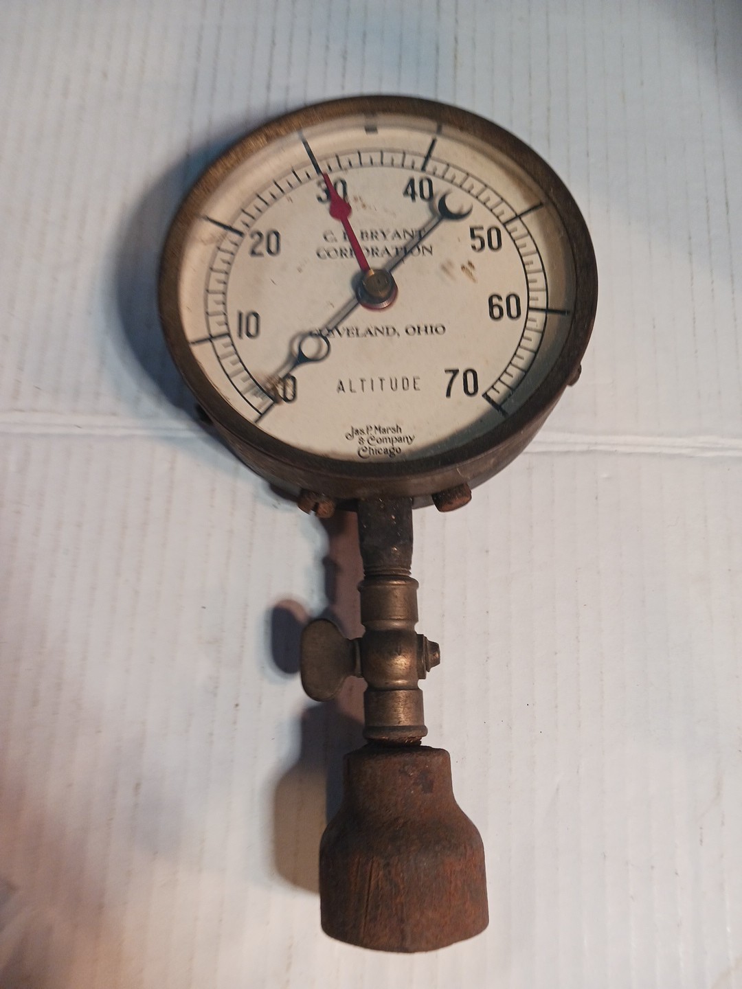 Vintage Jas P Marsh / CL BRYANT CORP. Altitude Gauge. VINTAGE STEAM