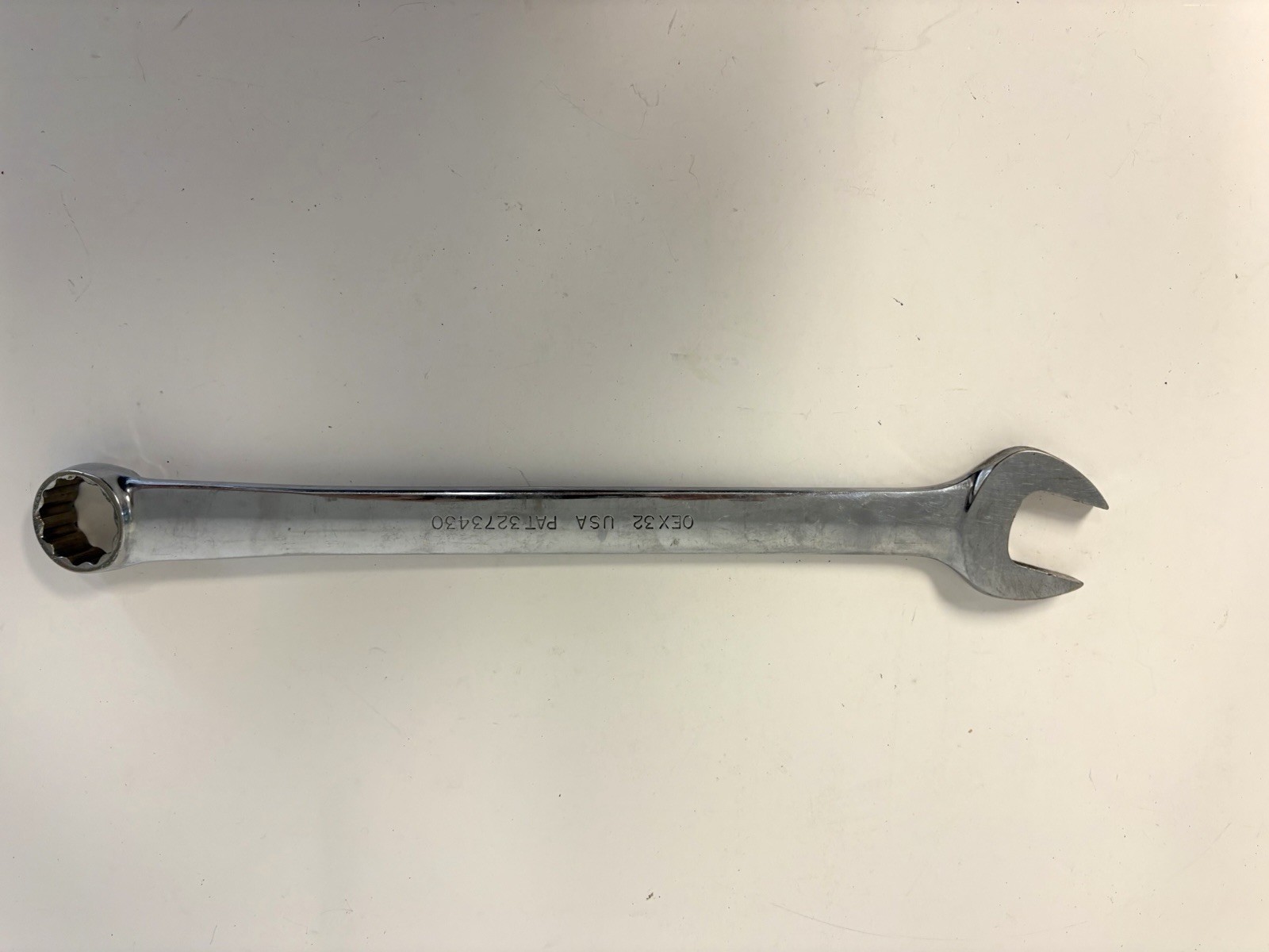 Snap-on Tools OEX32 1″ SAE Combination 12-pt Polished Chrome Wrench USA Snap-on