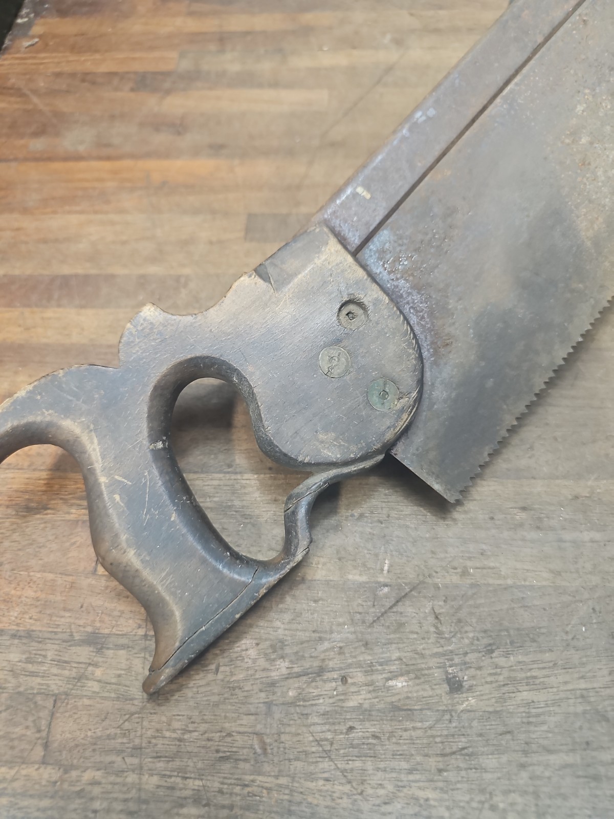 G72- Antique 18″ back saw split nut marked JOHNSON Cast Steel for RESTORE