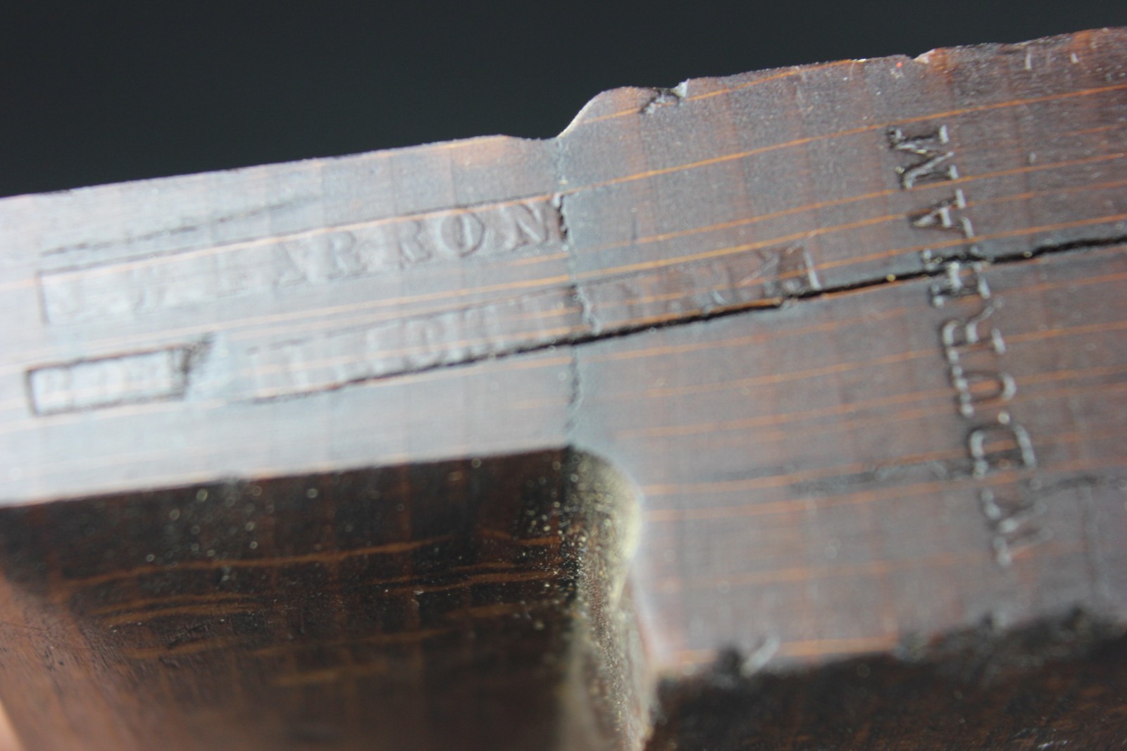 RARE – Wooden Plane J. W. HARRON # 12 DURHAM Local Deceased Carpenters Estate