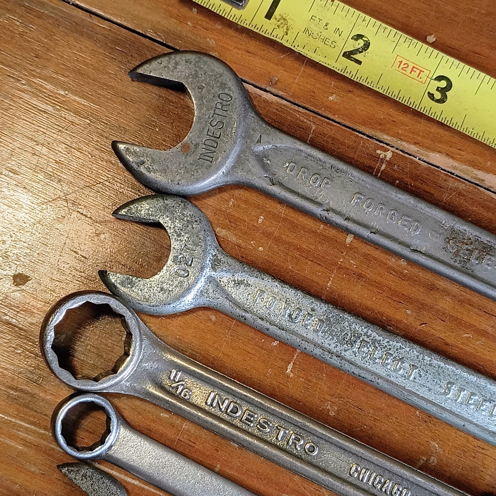 Lot Of 6 Vintage Indestro USA Wrenches Open End Combination & Double Box End