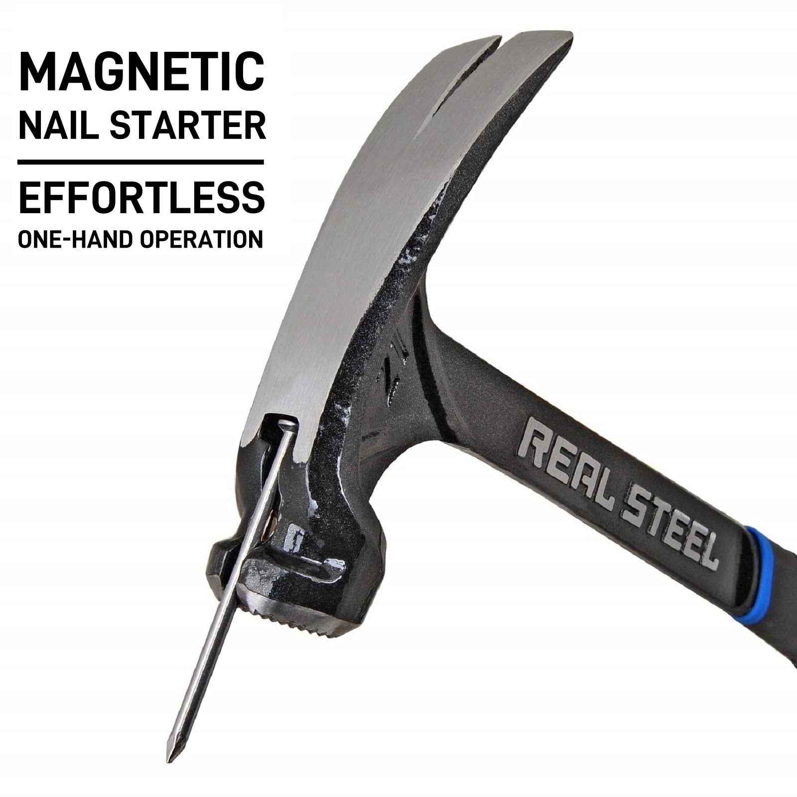 Real Steel 21 Oz One Piece Forged Milled Face Framing Hammer 21 oz, Black