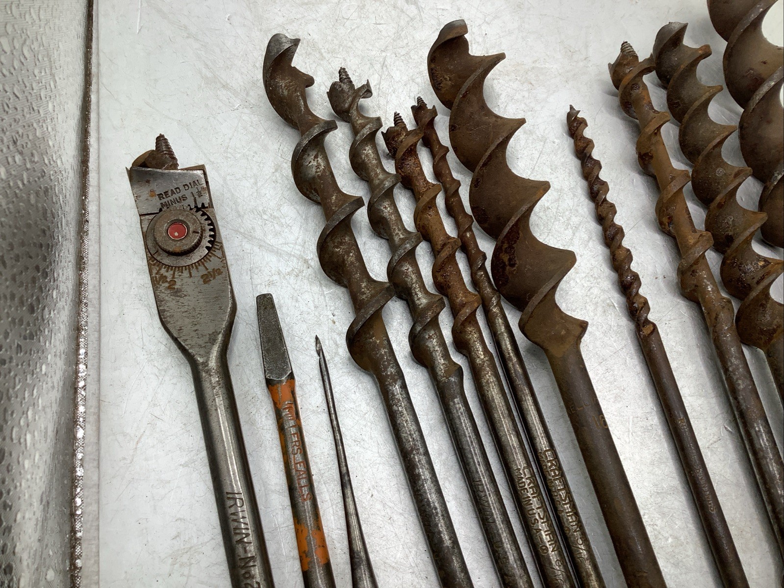 (12) Vintage Brace Auger Bits IRWIN MILLERS FALLS CRAFTSMAN SNELL PEXTO