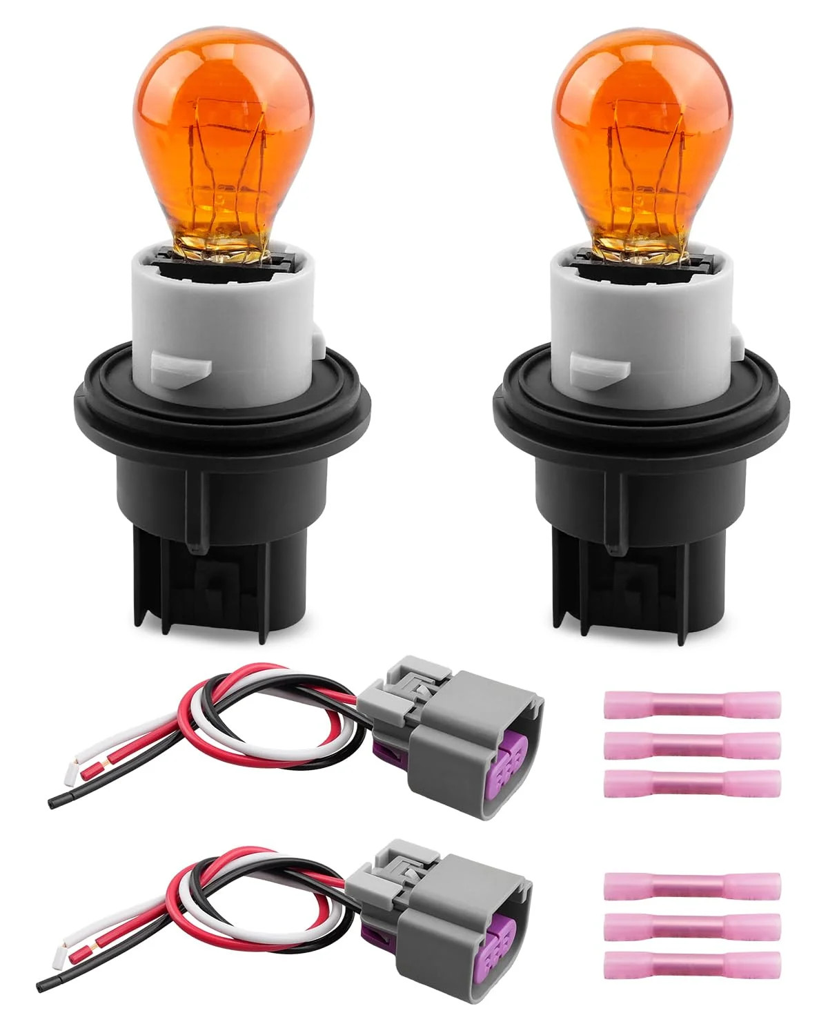 Turn Signal Light Socket Holder with Wiring Harness & Bulb, 2PCS Fit for Dodge R