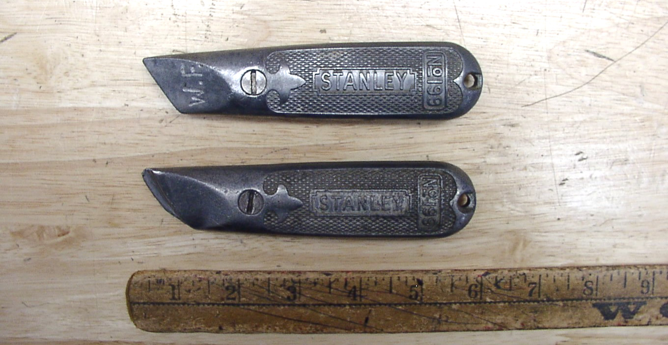 2 Vntg Stanley U.S.A No. 199 Fixed Blade Utility Knives,Both W/Cosmetic Issues