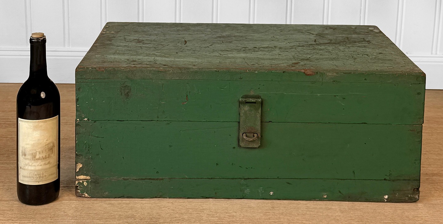 Antique Traditional Green Wood Stanley Tool Box Storage Chest