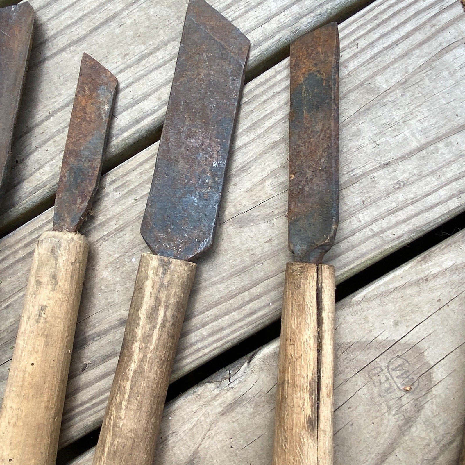 Antique Wood Carving Chisel Tools Lot with Rasp Files Wooden Handles 11-14″ long