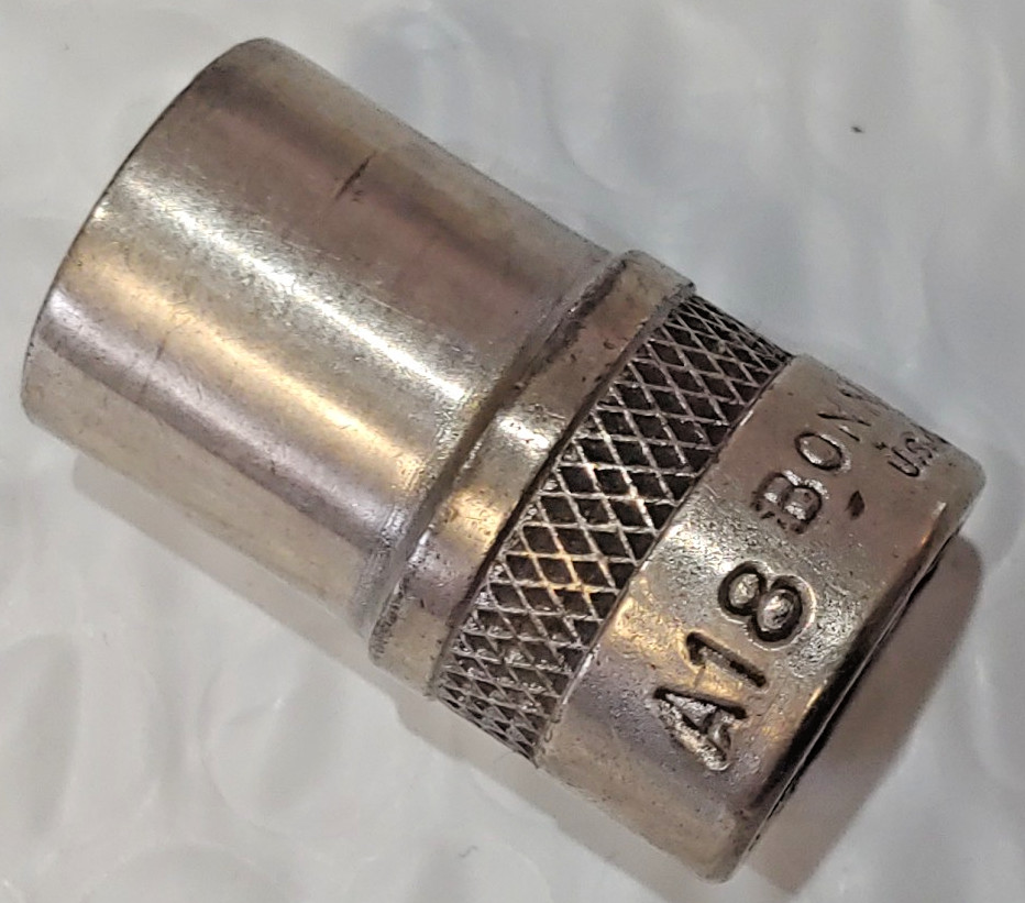 Vintage Bonney #A18 9/16″ Knurled Socket 12 Point 1/2″ Drive Made in USA