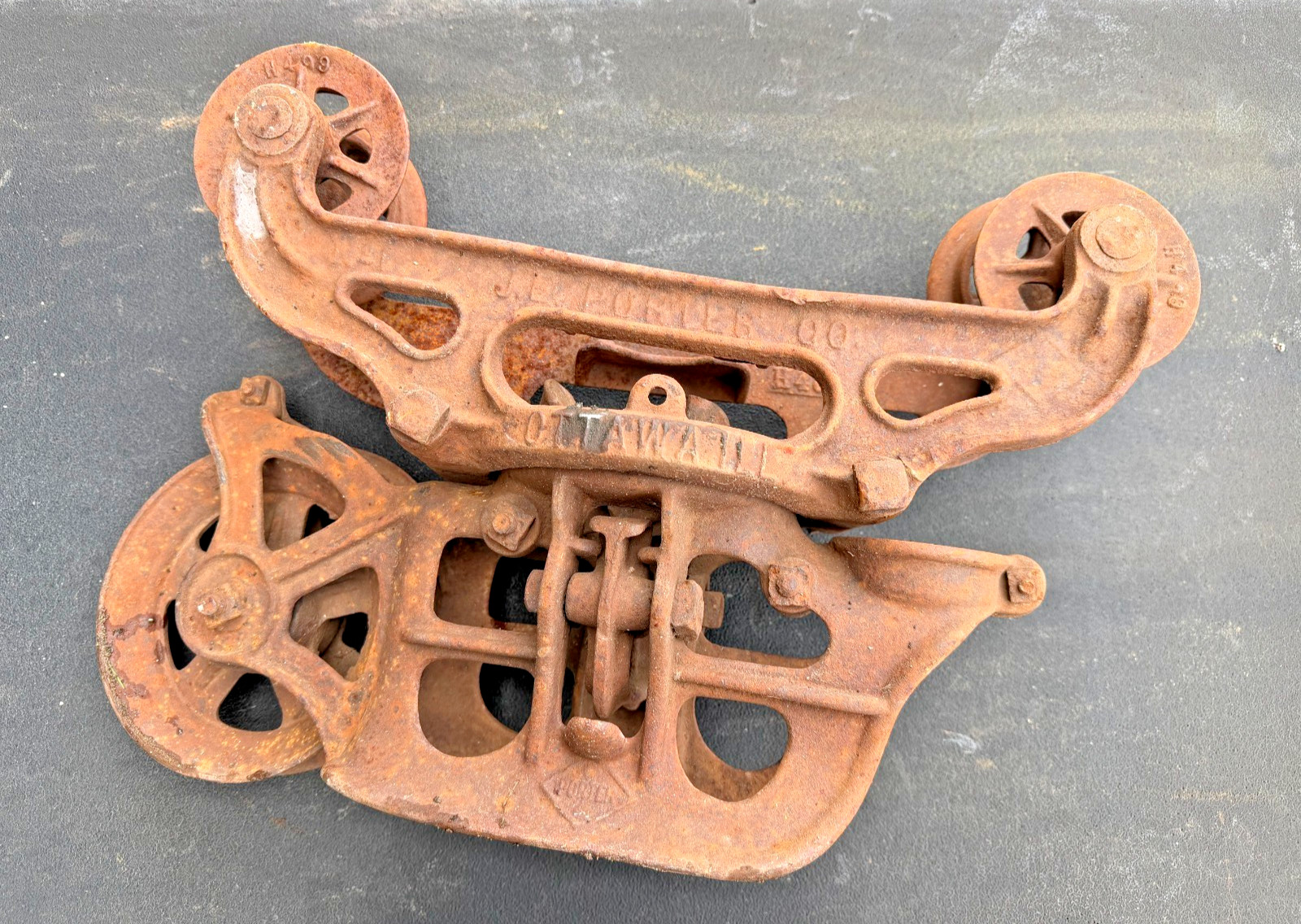 Vintage J. E. Porter Co Cast Iron Hay Trolley Ottawa Illinois Used