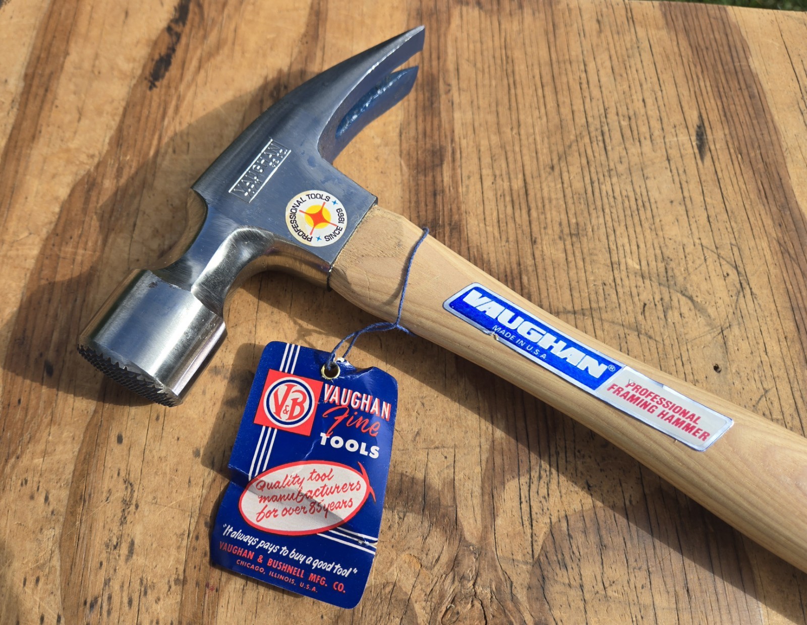 Vntg NOS Vaughan USA 707M 32oz Pittsburgh Steel Framing Hammer Checkered Face