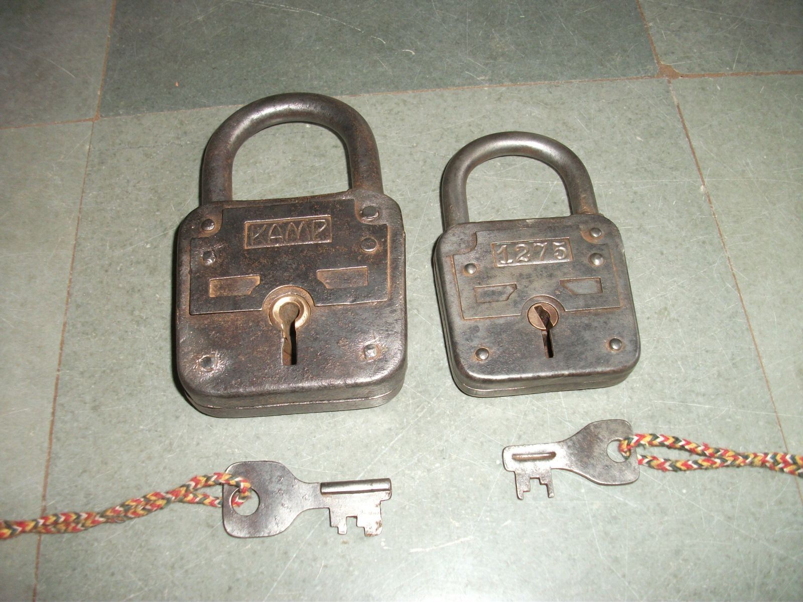 2 Pc Vintage Iron Kamp & No.1275 Brand Unique Shape Handcrafted German Padlocks