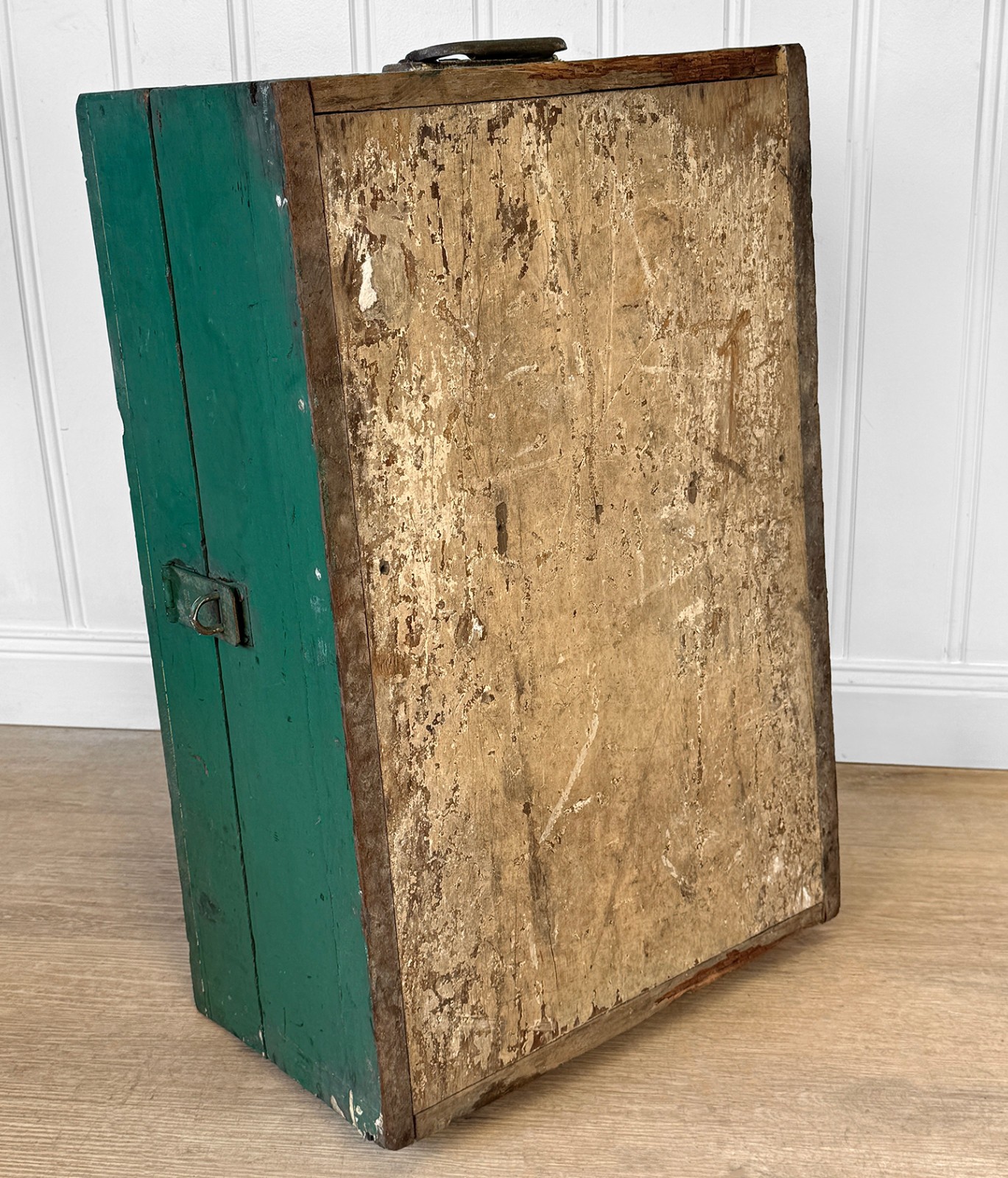 Antique Traditional Green Wood Stanley Tool Box Storage Chest