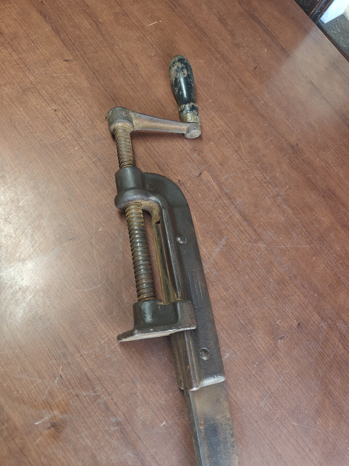 Vintage Hartford Tool Sliding Bar Clamp 52” Antique U.S.A Swivel Wood Handle