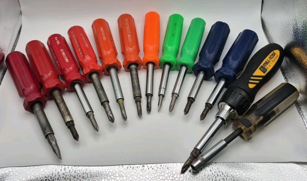 13 Pc Vintage 4-in-1 Screwdriver Lot