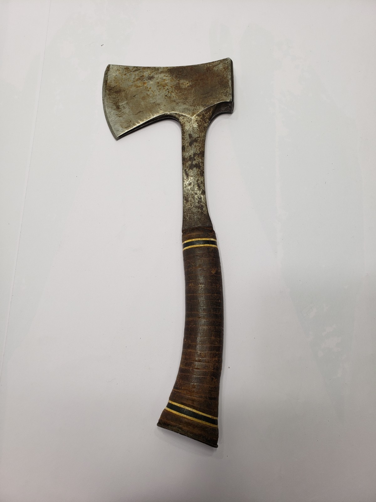 Vintage Estwing 14A Forged Steel Sportsmans Axe Hatchet W/Stacked Leather Grip