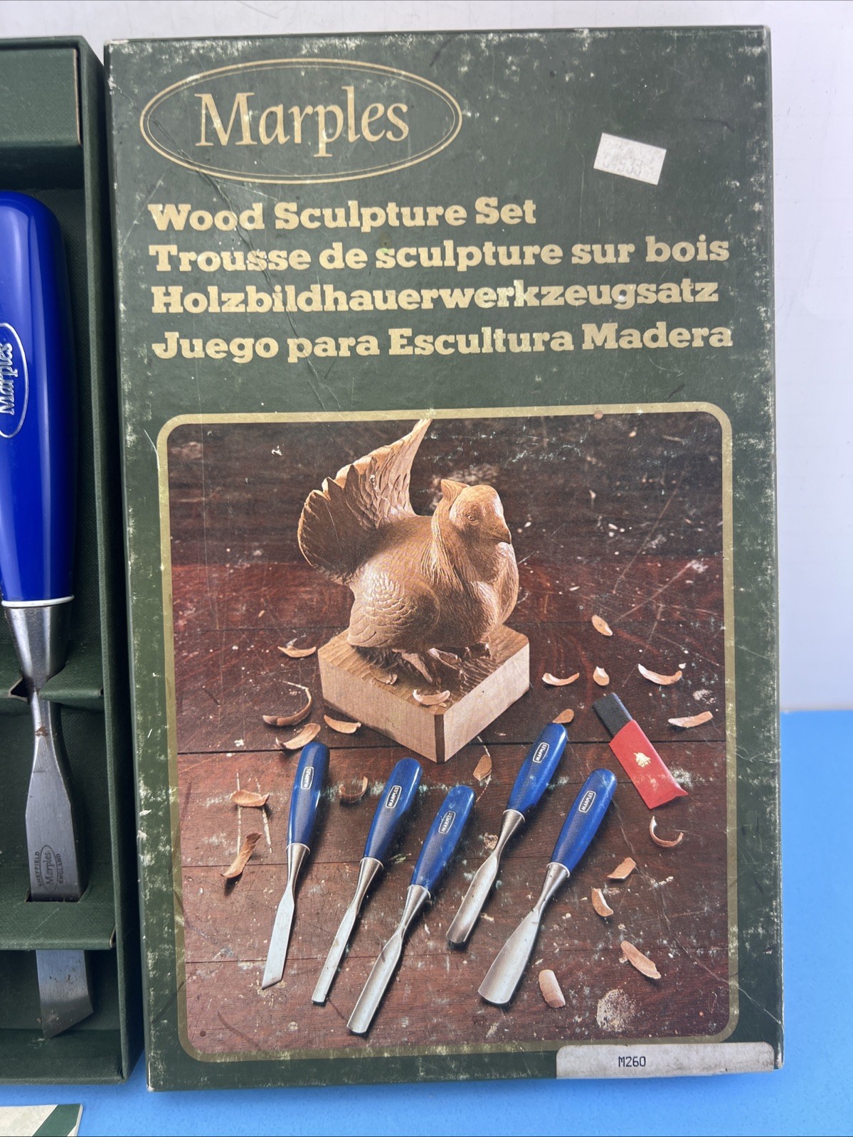 VINTAGE MARPLES M260 5PC WOOD SCULPTURECHISEL SET.
