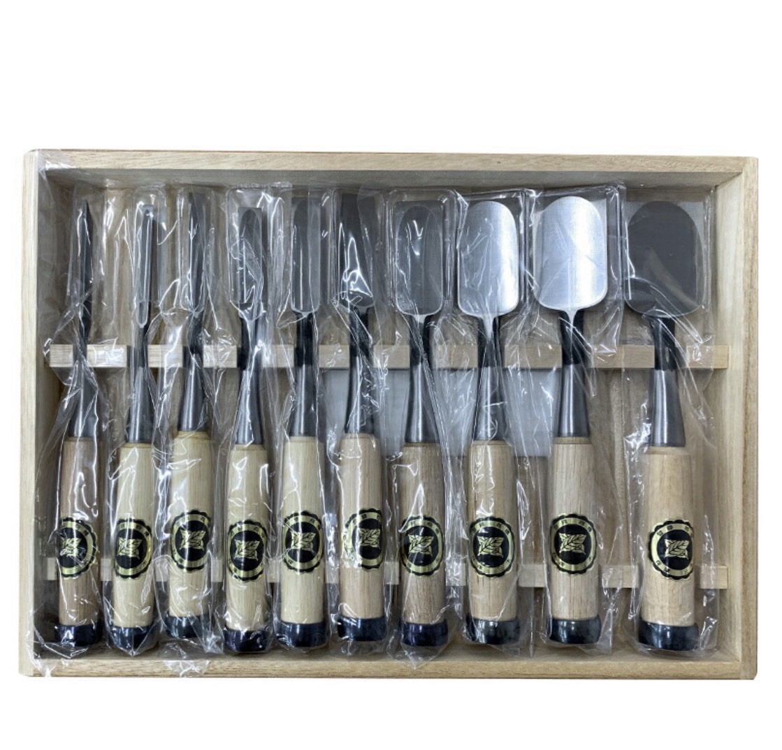 Ouchi Nomi Japanese Chisel Set 10 pcs Oire Nomi Woodworking Tool Box Japan