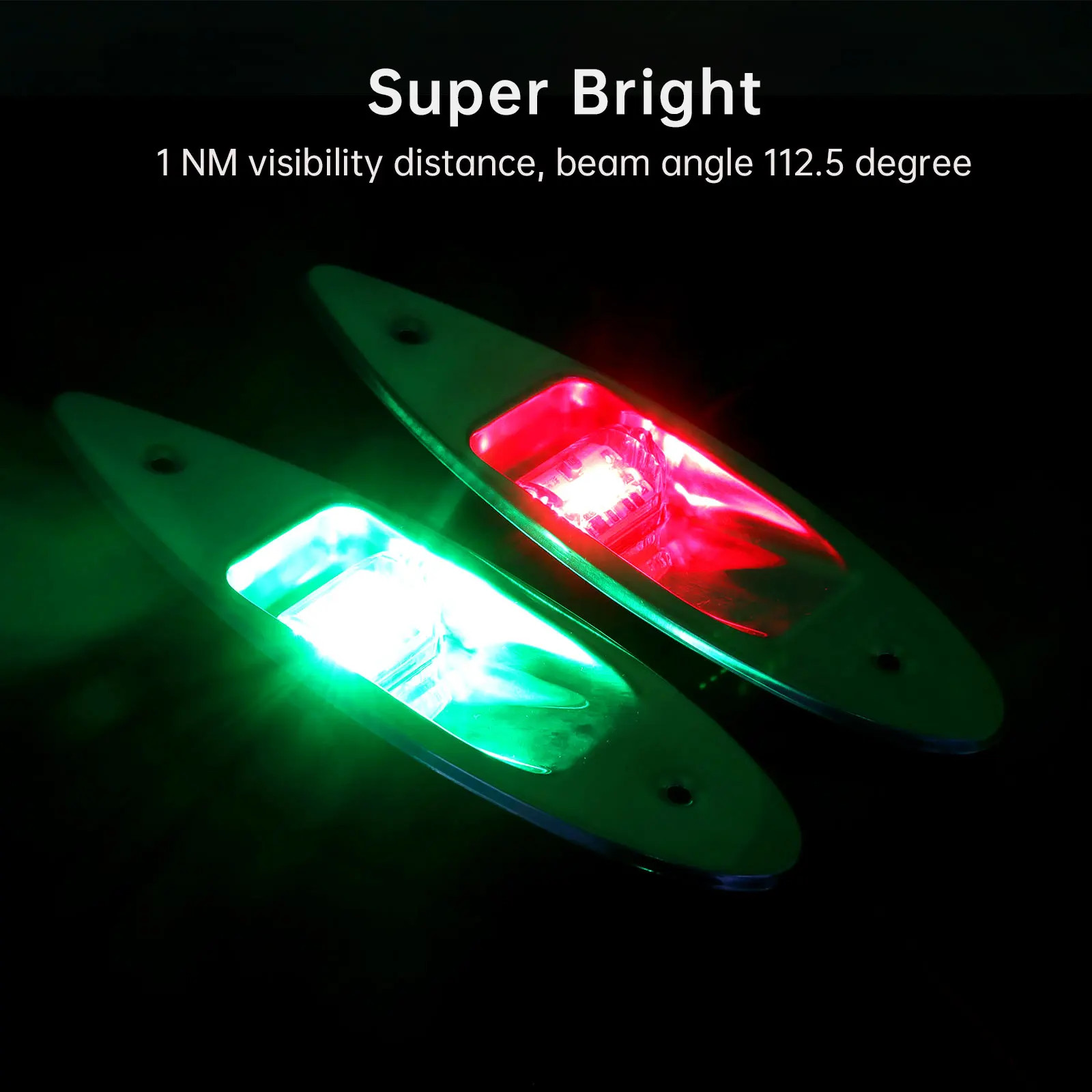 Marine Boat Navigation Light 12V LED Red Green Bow Side Signal Waterproof 2PC