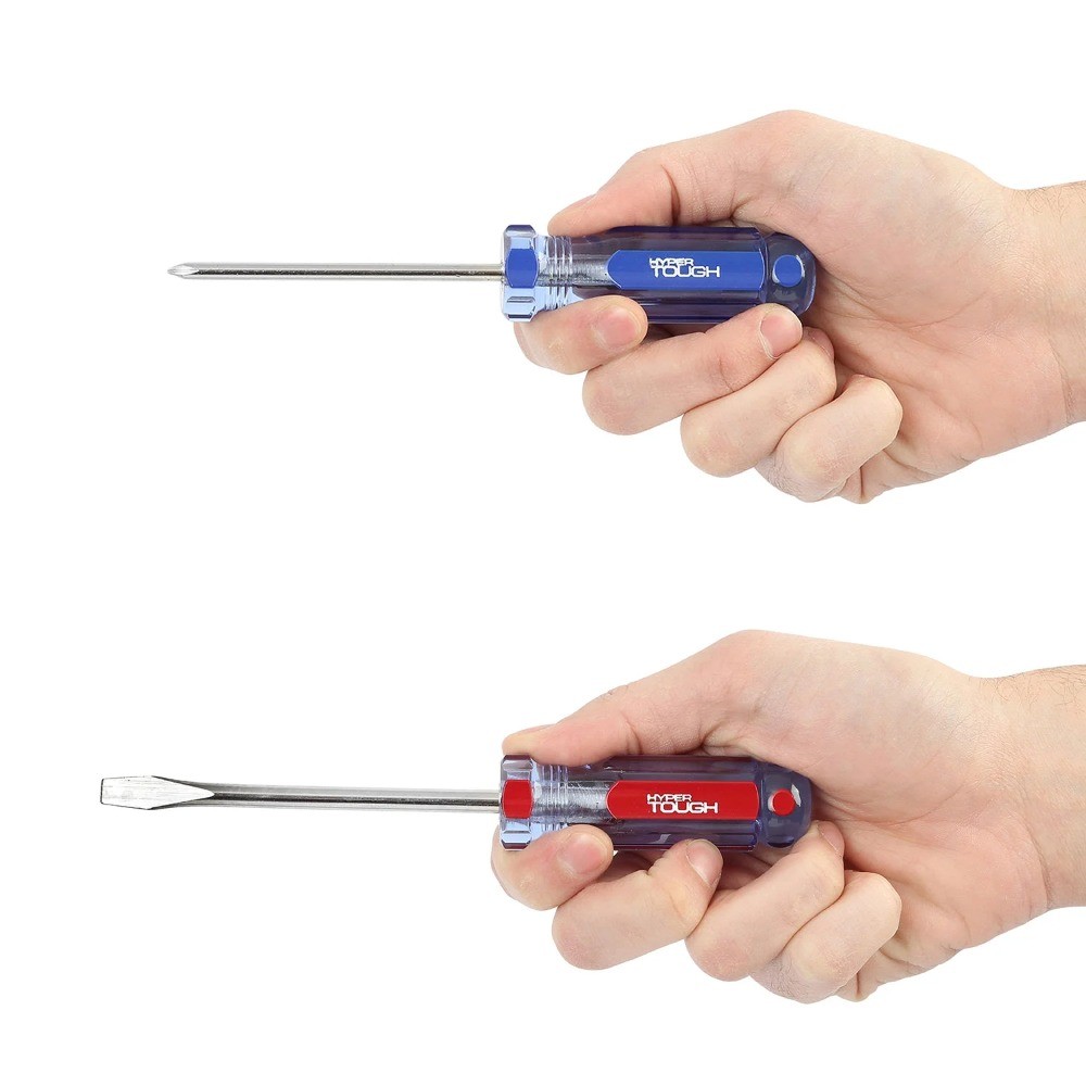Hyper Tough 6-Piece Phillip and Slotted Screwdriver Set with Acetate Handle