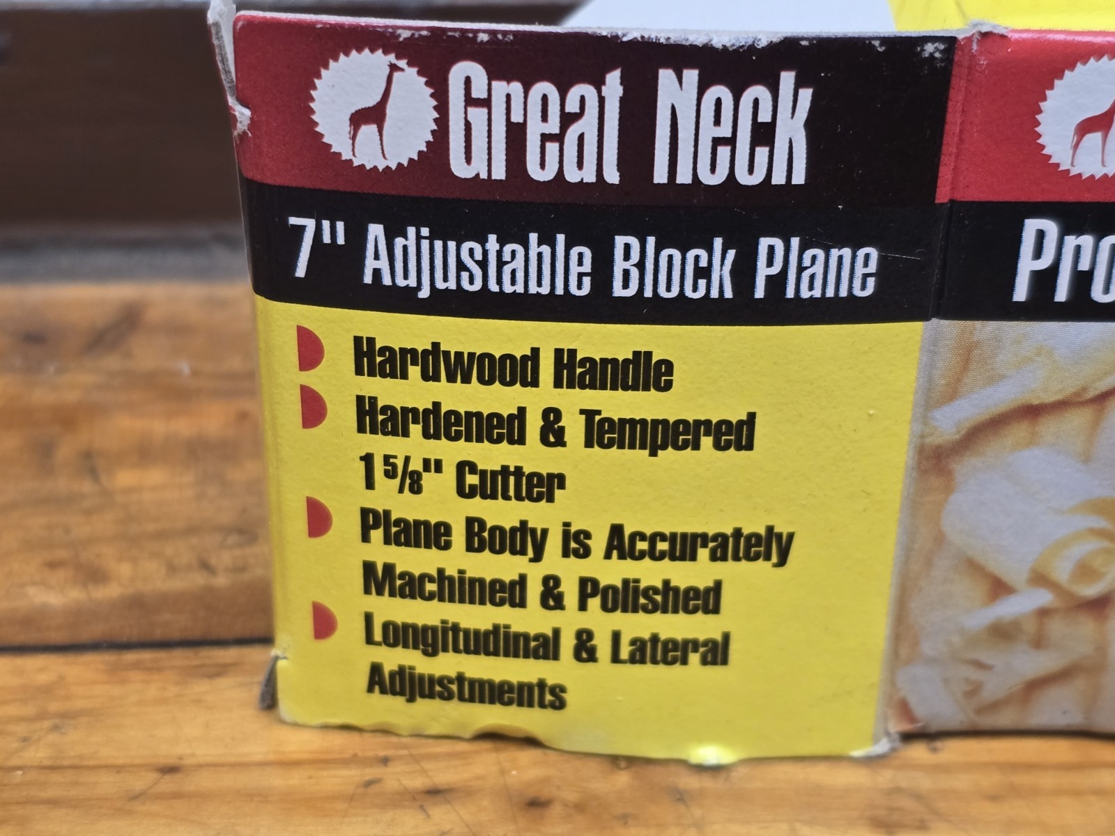 NOS Great Neck 7″ Adjustable Wood Block Plane – Made in USA – Original Box NEW