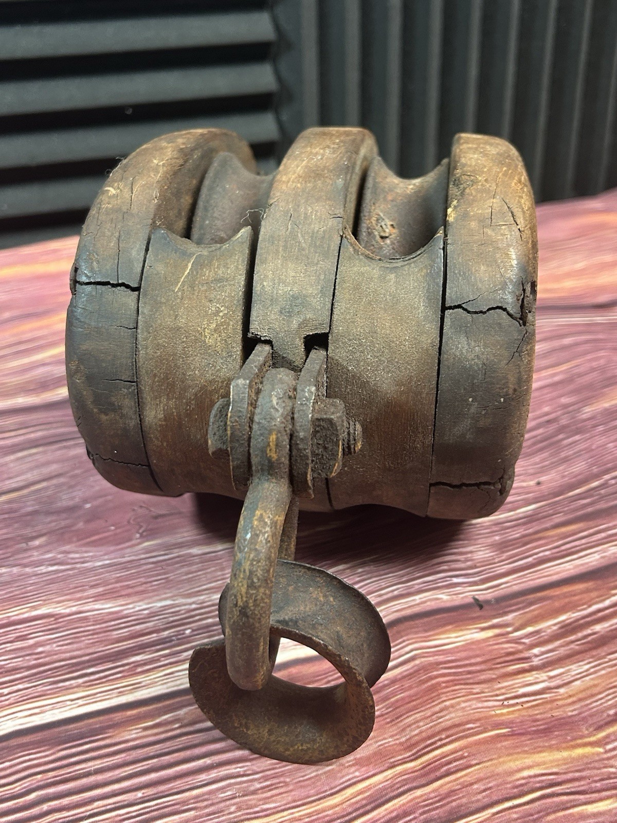Antique Boston Lockport Star Brand Double Sheave Pulley Block 11.9 lbs Hook LOOK