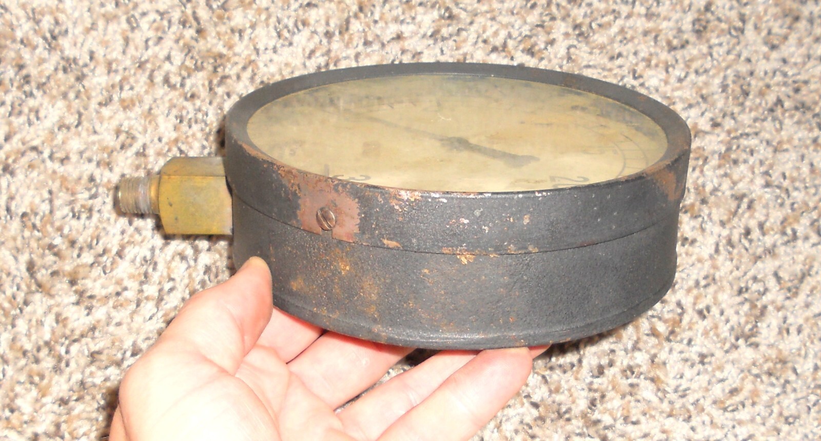 Antique Jas P Marsh Corp Chicago Industrial Factory Gage Gauge w/ Brass Fitting