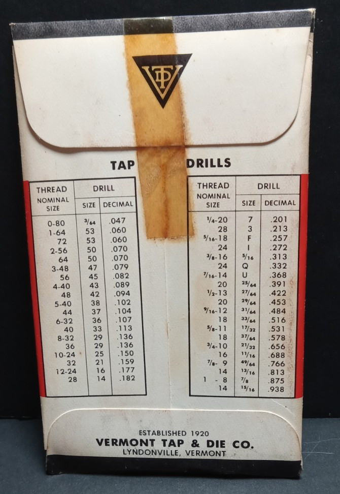 VTG Vermont Tap & Die Twist Drills 3/16 High Speed Steel D-320 Flo-Forge X-10