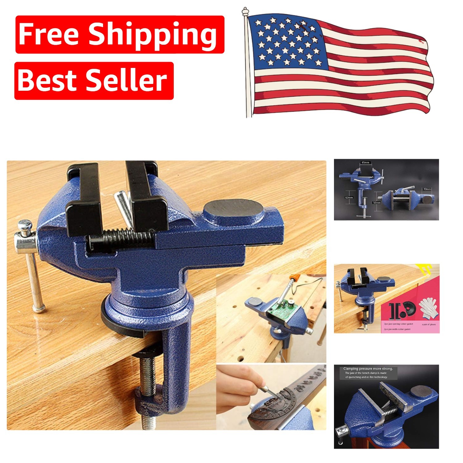 Precision 2.5-Inch Clamp-On Vise with Protective Washers – Ideal for Home Use