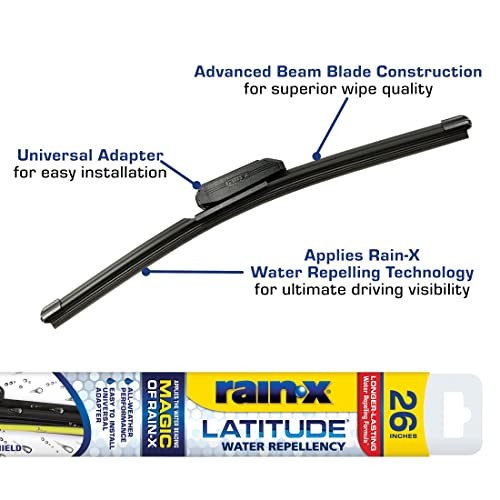 RAIN-X LATITUDE 2-IN-1 WIPER BLADES 26″ WIPERS 1 UNIT REPLACEMENT – BLACK