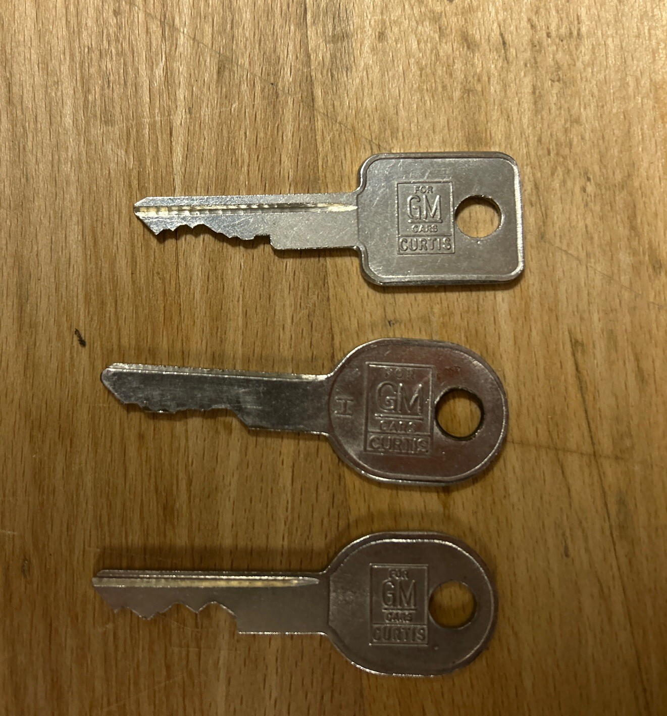 Three Vintage GM Car Keys Curtis B-48 A, B-49 B, B-45 H
