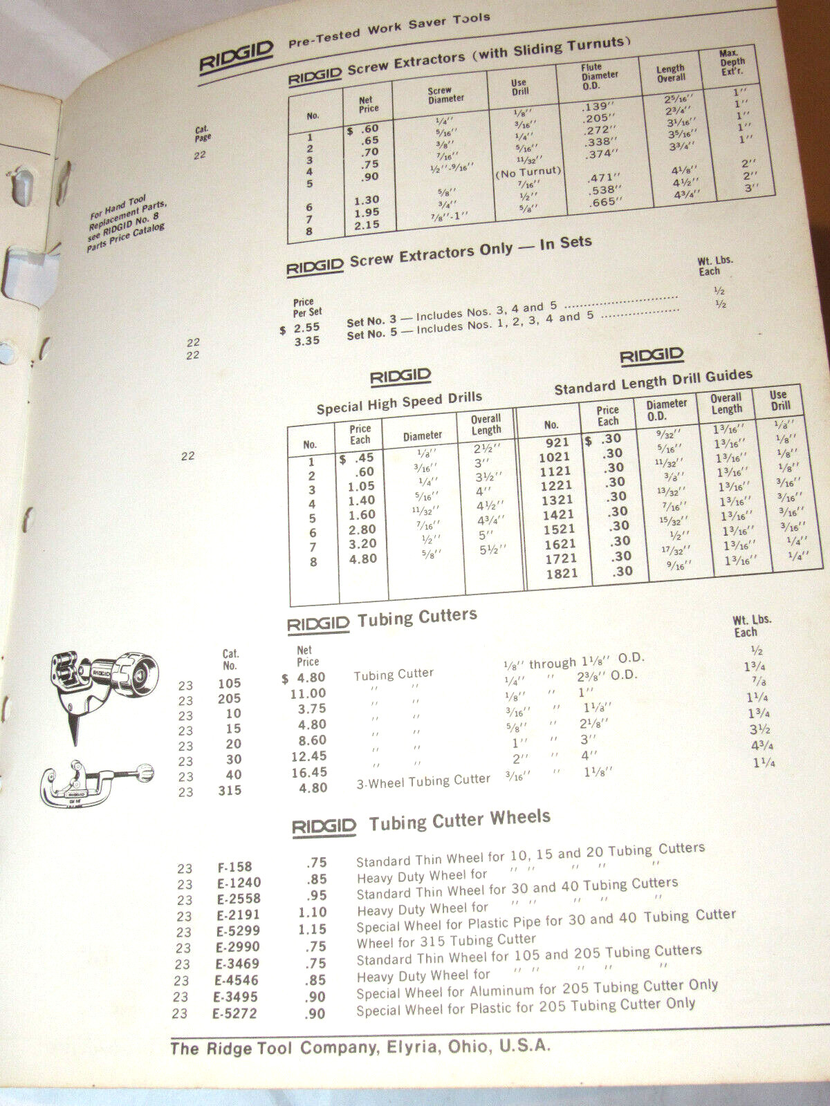VTG 1967 RIDGID TOOLS ILLUSTRATED PRICE LIST! 16 PAGES/WRENCHES/THREADERS/VICES+