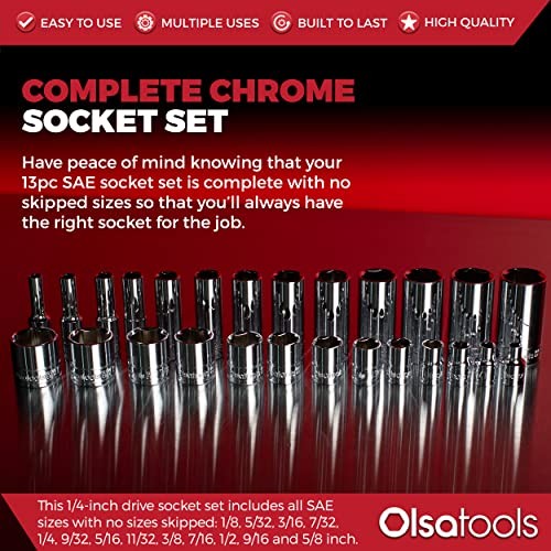 SAE Deep Socket Set – 1/4-Inch Drive, 13pc – 6 13pc, 1/4-Inch Drive Sae Deep