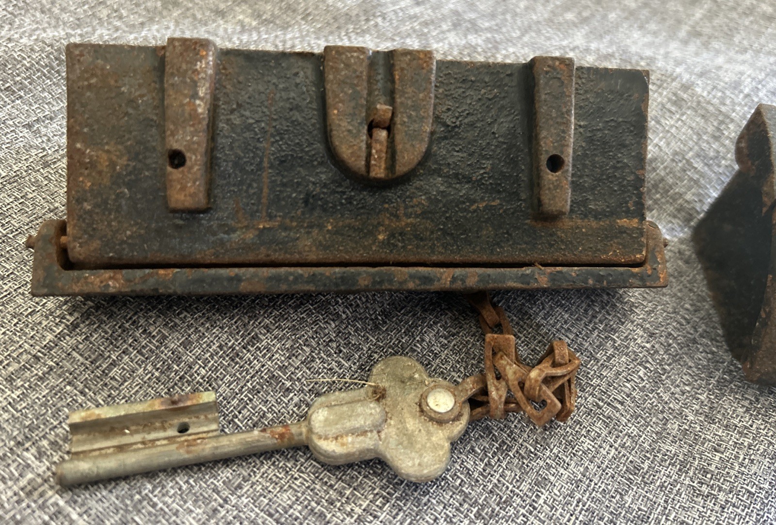Antique Chicago Watchclock Station Cast Iron Box With Key Lock Box Rustic Lot 2