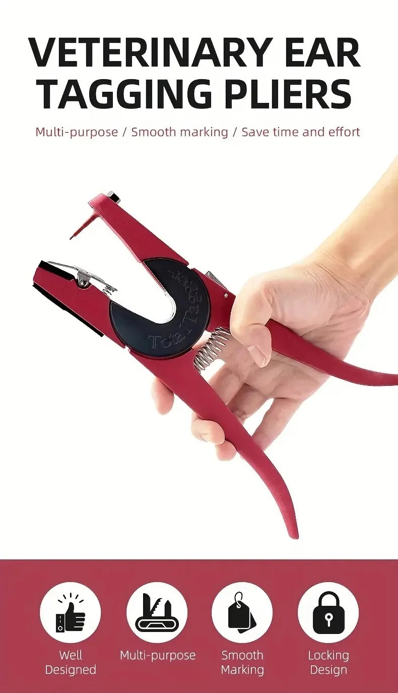 Livestock Ear Tag Pliers Animal Tag Applicator Tool for Cattle.
