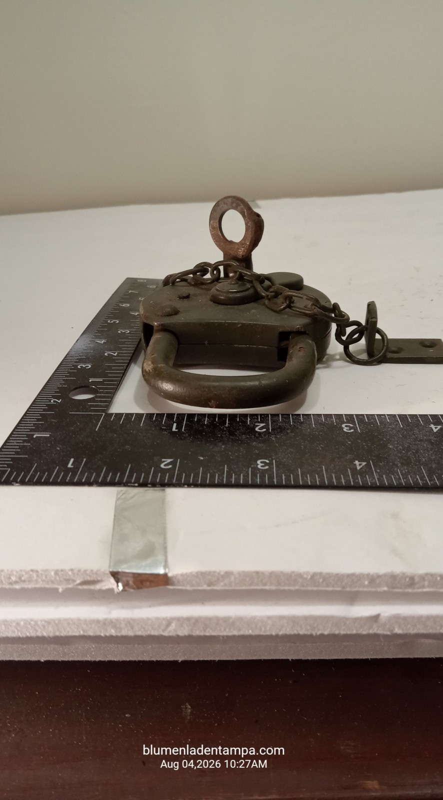 Vintage Military Padlock with Key and Chain NSN 5340-12-137-0208 Olive Drab Iron