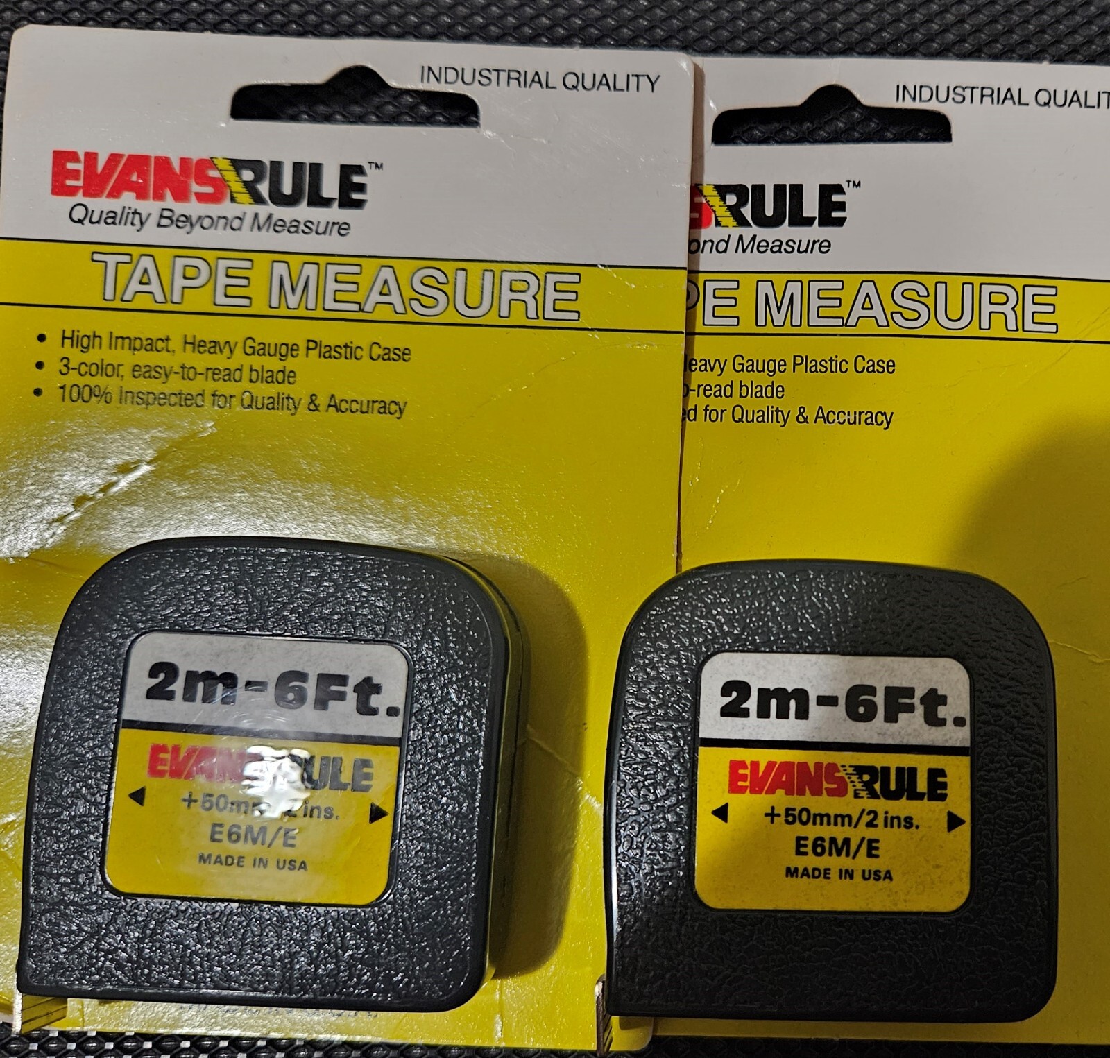 Set of 2 EVANSRULE 2m-6Ft.Tape Measure E6W/ Collectible Made in USA *Vintage*